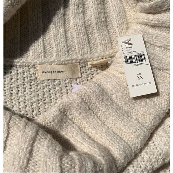 NWT Sleeping on Snow NEVES ANTHROPOLOGIE Off Shoulder cowl neck IVORY SWEATER sz - Picture 6 of 8